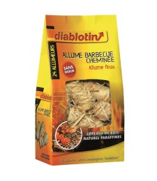 Allume feu barbecue et cheminée - Copeaux de bois - Lot de 24 - DIABLOTIN