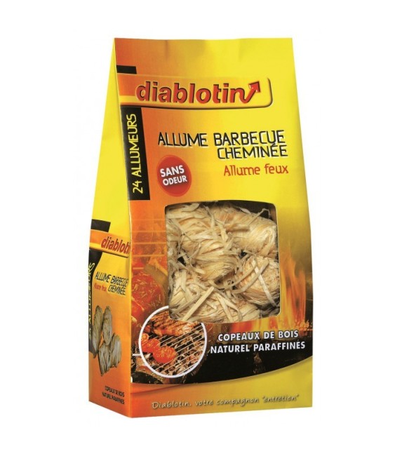 Allume feu barbecue et cheminée - Copeaux de bois - Lot de 24 - DIABLOTIN