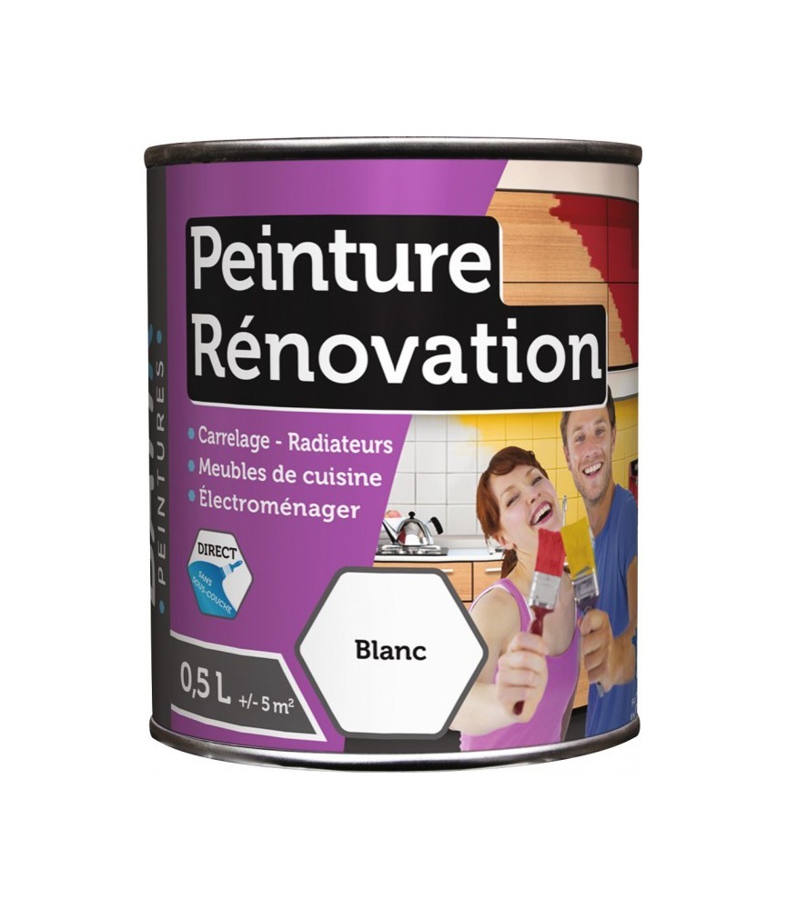 Peinture multi-surfaces - Rénovation - 0.5 L - Blanc - BATIR Peinture multi-surfaces - Rénovation - 0.5 L - Blanc - BATIR