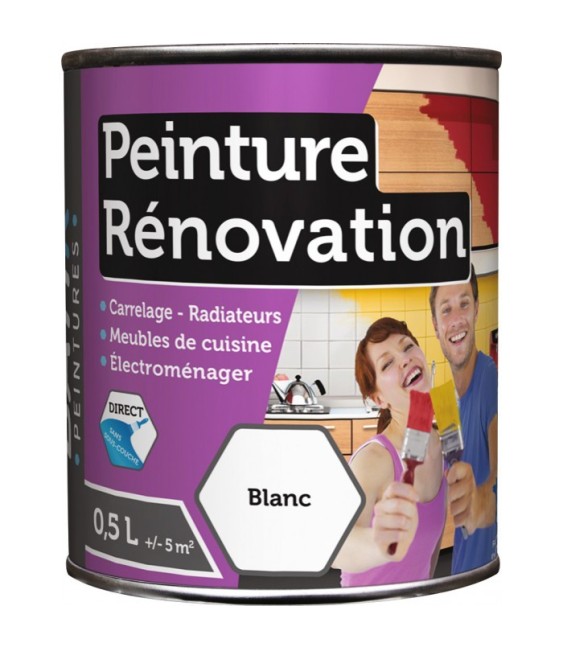Peinture multi-surfaces - Rénovation - 0.5 L - Blanc - BATIR