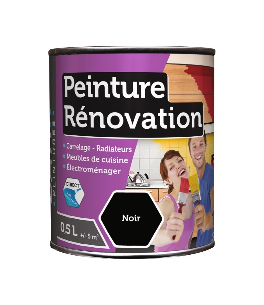 Peinture multi-surfaces - Rénovation - 0.5 L - Noir - BATIR