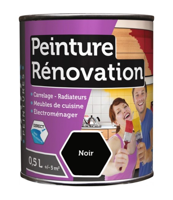Peinture multi-surfaces - Rénovation - 0.5 L - Noir - BATIR