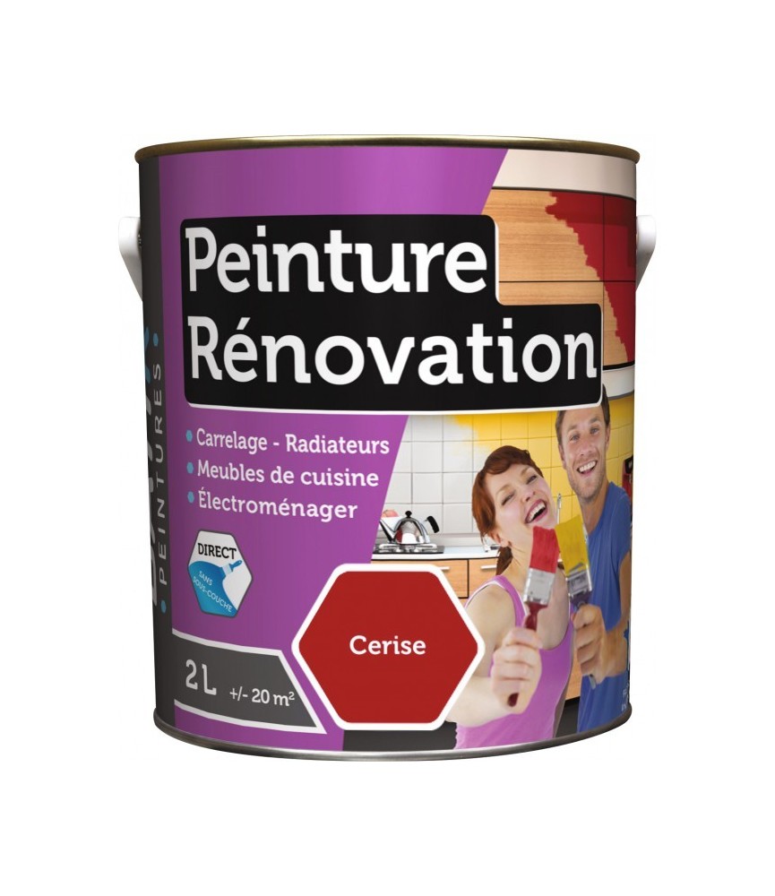 Peinture multi-surfaces - Rénovation - 2 L - Cerise - BATIR