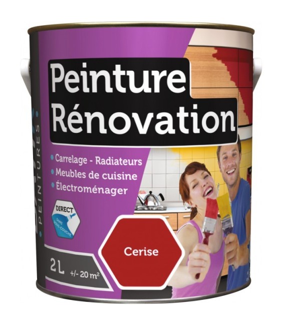 Peinture multi-surfaces - Rénovation - 2 L - Cerise - BATIR