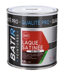 Peinture laque - Blanc - Glycéro - 0.5 L - Aspect satiné - BATIR