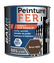 Peinture fer - Martelé - Brun - 0.5 L - BATIR