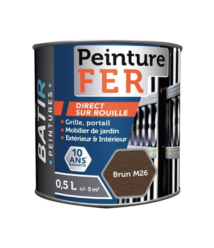 Peinture fer - Martelé - Brun - 0.5 L - BATIR Peinture fer - Martelé - Brun - 0.5 L - BATIR