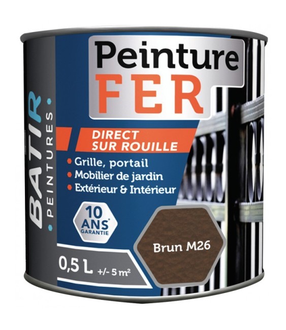 Peinture fer - Martelé - Brun - 0.5 L - BATIR