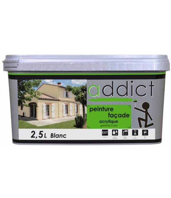 Peinture acrylique pour façade - Blanc - 2.5 L - ADDICT