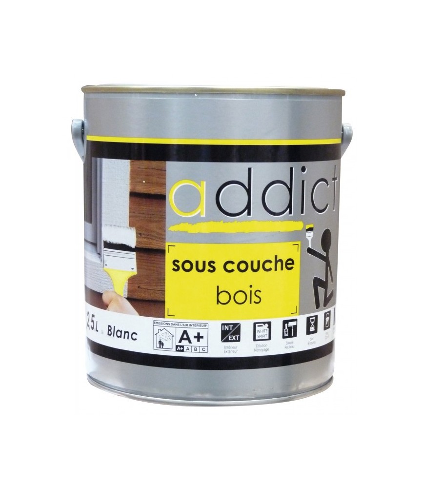 Sous-couche Bois - Blanc - 2.5 L - ADDICT Sous-couche Bois - Blanc - 2.5 L - ADDICT