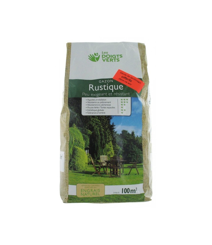 Gazon rustique - 3 Kg - 100 m² - LES DOIGTS VERTS