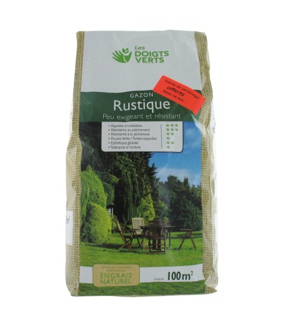 Gazon rustique - 3 Kg - 100 m² - LES DOIGTS VERTS