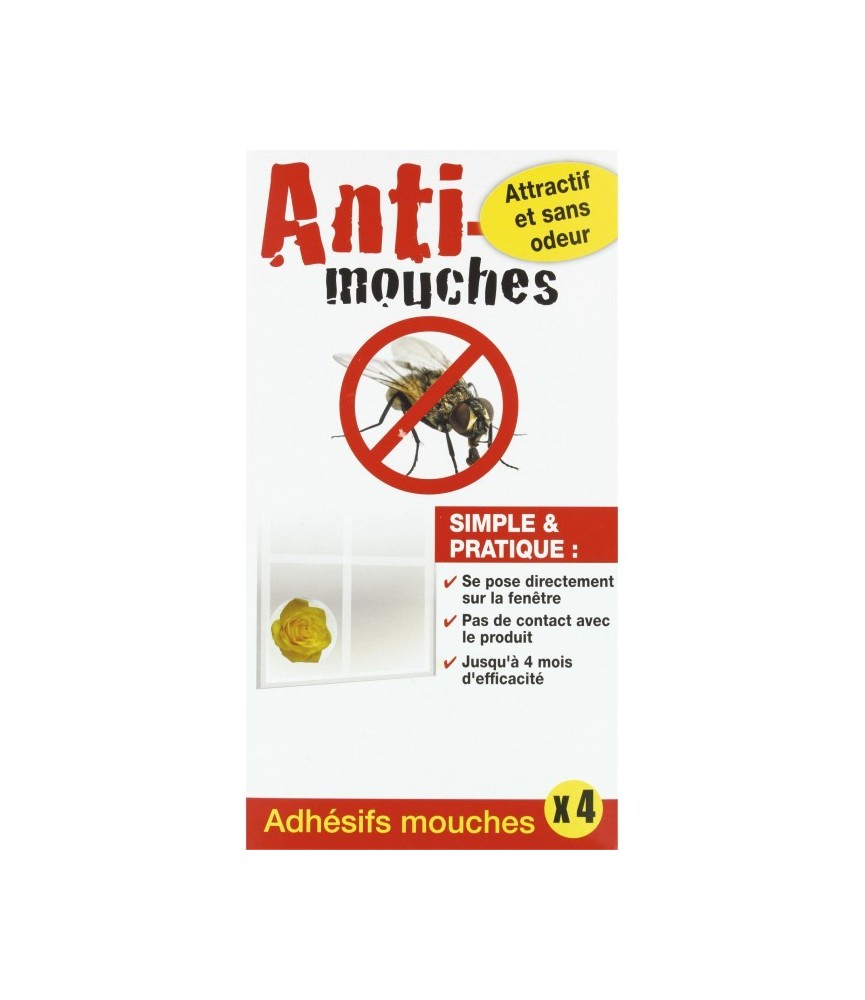 Adhésif attrape-mouches - 4 adhésifs- FLORENDI Adhésif attrape-mouches - 4 adhésifs- FLORENDI