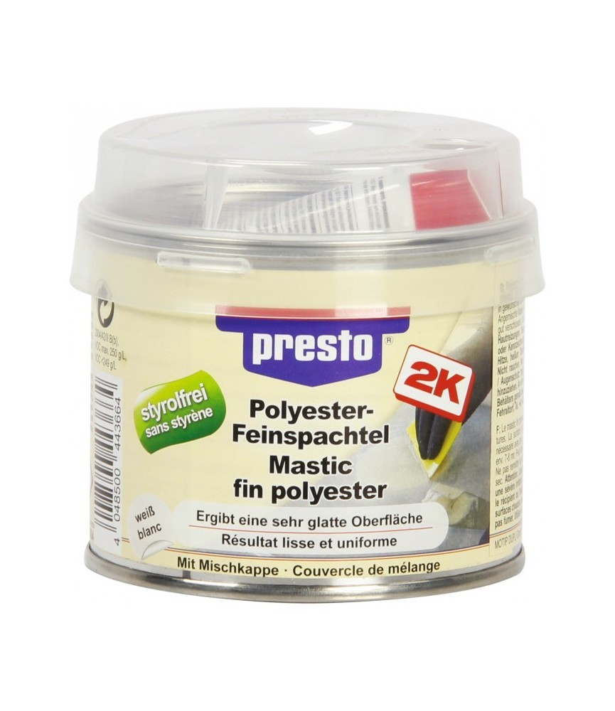 Mastic polyester fin - 250 Grs - Blanc - PRESTO Mastic polyester fin - 250 Grs - Blanc - PRESTO