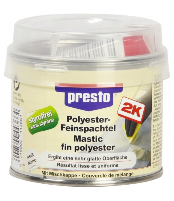 Mastic polyester fin - 250 Grs - Blanc - PRESTO