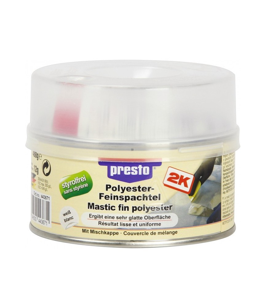 Mastic polyester souple - 500 Grs - Blanc - PRESTO Mastic polyester souple - 500 Grs - Blanc - PRESTO