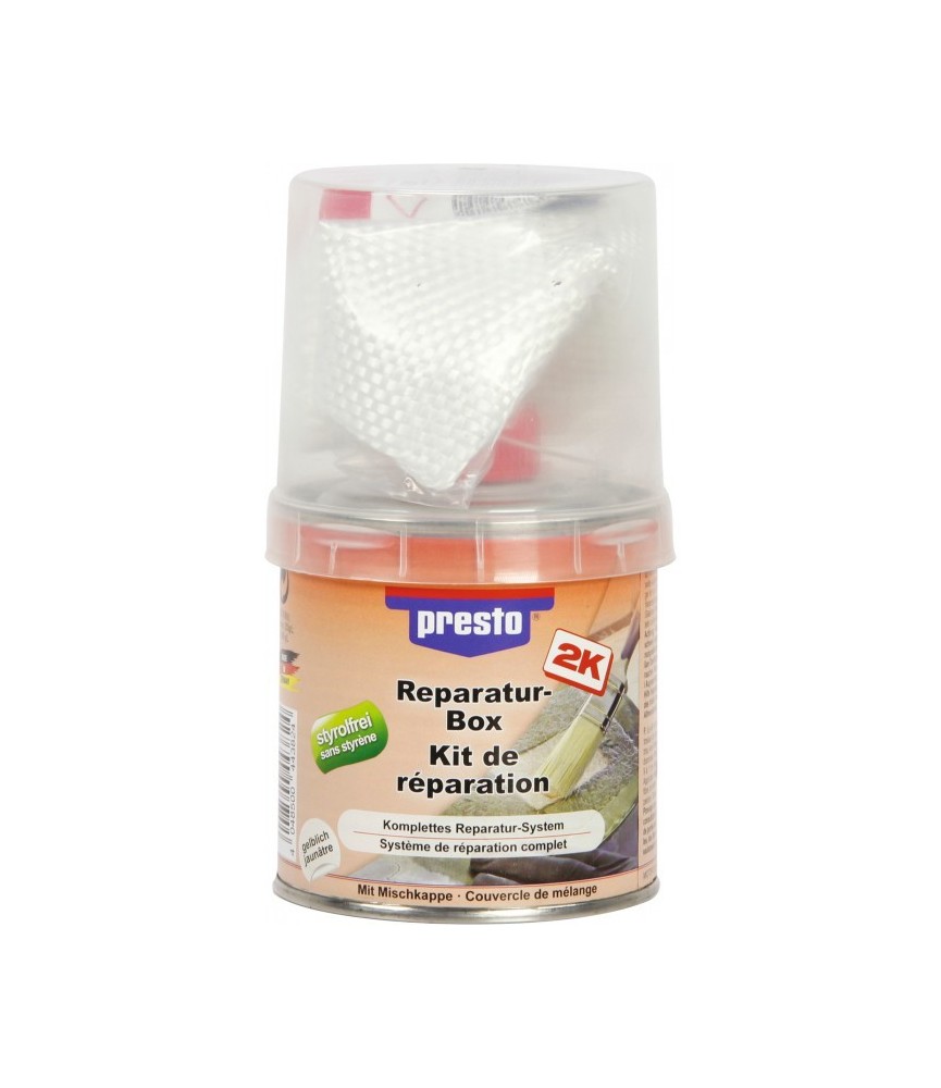 Kit de réparation - Mastic polyster - 250 Grs - PRESTO Kit de réparation - Mastic polyster - 250 Grs - PRESTO
