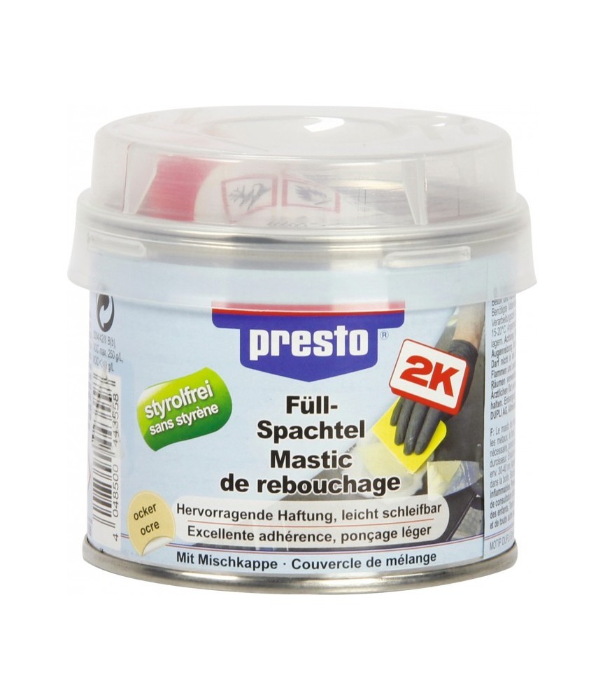 Mastic de rebouchage polyester - 250 Grs - PRESTO Mastic de rebouchage polyester - 250 Grs - PRESTO
