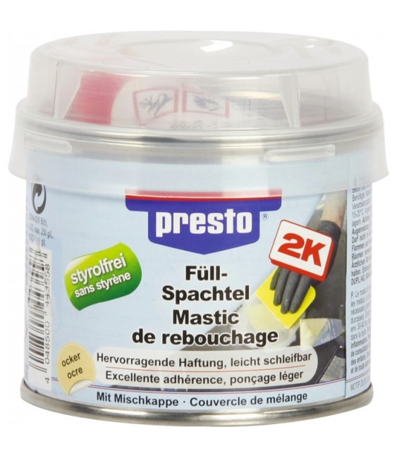 Mastic de rebouchage polyester - 250 Grs - PRESTO