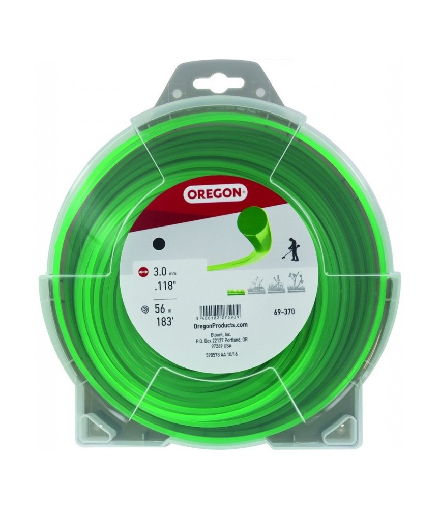 Fil rond pour débrousailleuse - Nylon - VERT - 3 mm x 56 M - OREGON