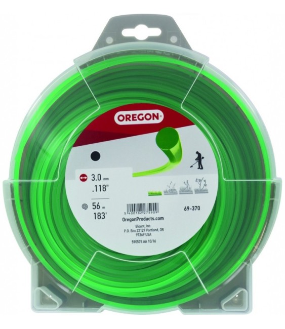 Fil rond pour débrousailleuse - Nylon - VERT - 3 mm x 56 M - OREGON