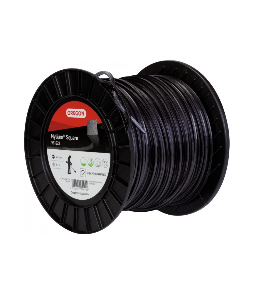 Fil carré pour débrousailleuse - Nylium - 4 mm x 81 M - OREGON Fil carré pour débrousailleuse - Nylium - 4 mm x 81 M - OREGON