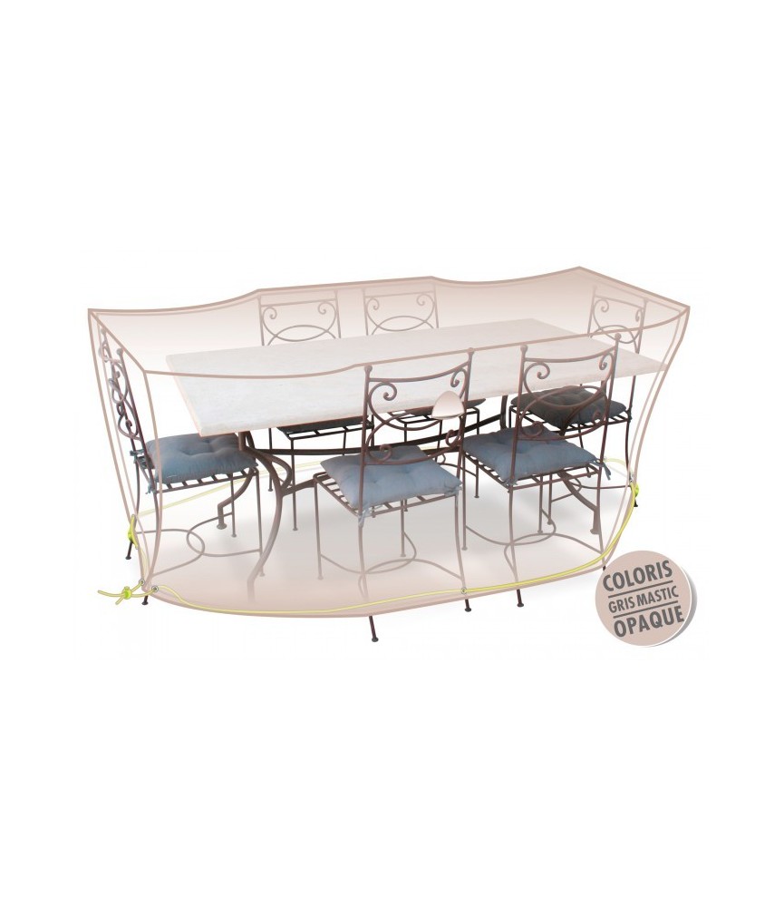 Housse de protection - Table + chaises 6/8 pers - Gris mastic - MOREL Housse de protection - Table + chaises 6/8 pers - Gris mastic - MOREL