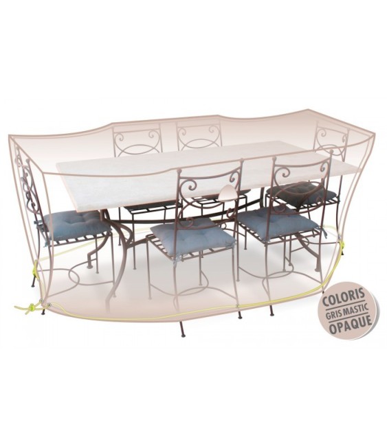 Housse de protection - Table + chaises 6/8 pers - Gris mastic - MOREL