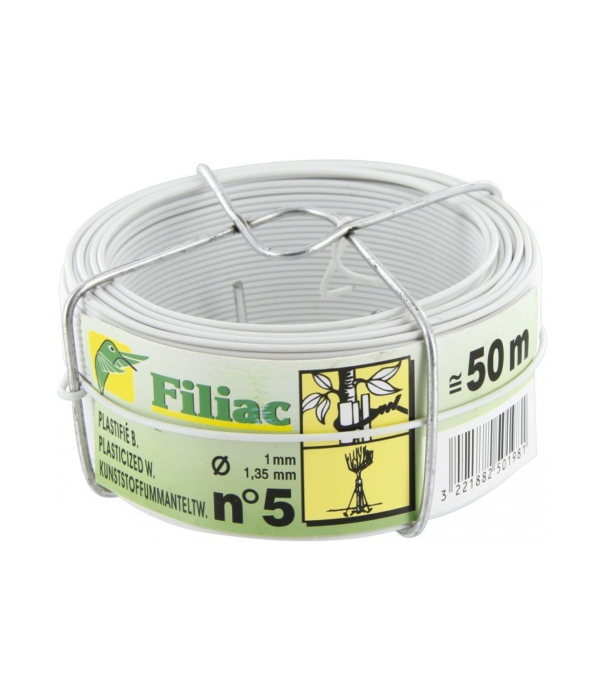 Bobinots fil attache - Acier galvanisé plastifié - Blanc - 50 M - FILIAC