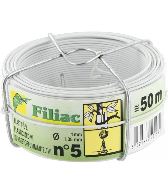 Bobinots fil attache - Acier galvanisé plastifié - Blanc - 50 M - FILIAC
