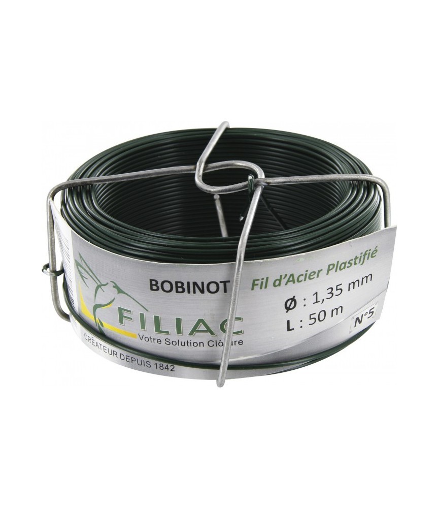 Bobinots fil attache - Acier galvanisé plastifié - Vert - 50 M - FILIAC Bobinots fil attache - Acier galvanisé plastifié - Vert - 50 M - FILIAC
