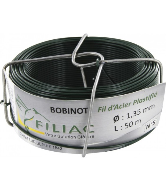 Bobinots fil attache - Acier galvanisé plastifié - Vert - 50 M - FILIAC