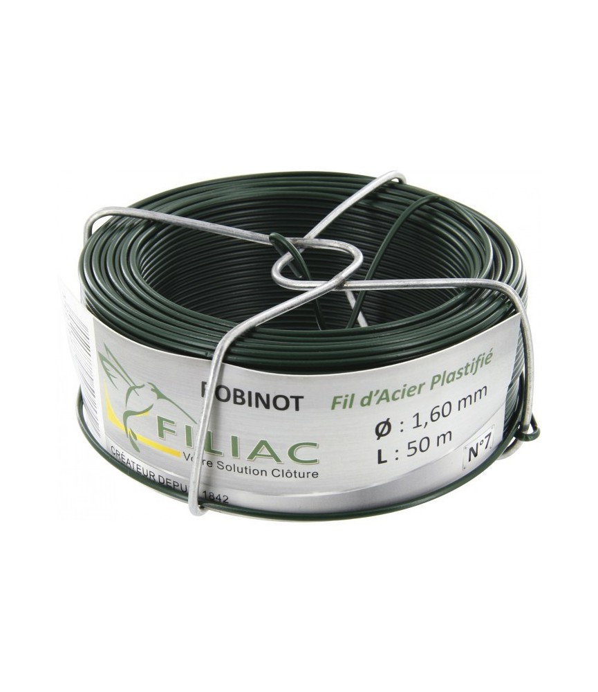 Bobinots fil attache - Acier galvanisé plastifié - Vert - 50 M * 1.6 mm - FILIAC Bobinots fil attache - Acier galvanisé plastifié - Vert - 50 M * 1.6 mm - FILIAC