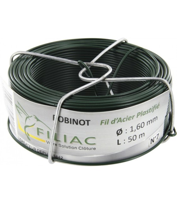 Bobinots fil attache - Acier galvanisé plastifié - Vert - 50 M * 1.6 mm - FILIAC