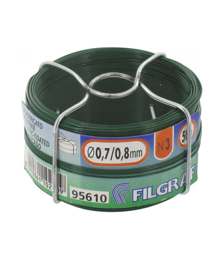 Fil d'attache grillage - Plastifié vert - 50 m -  0.8 mm - FILGRAF
