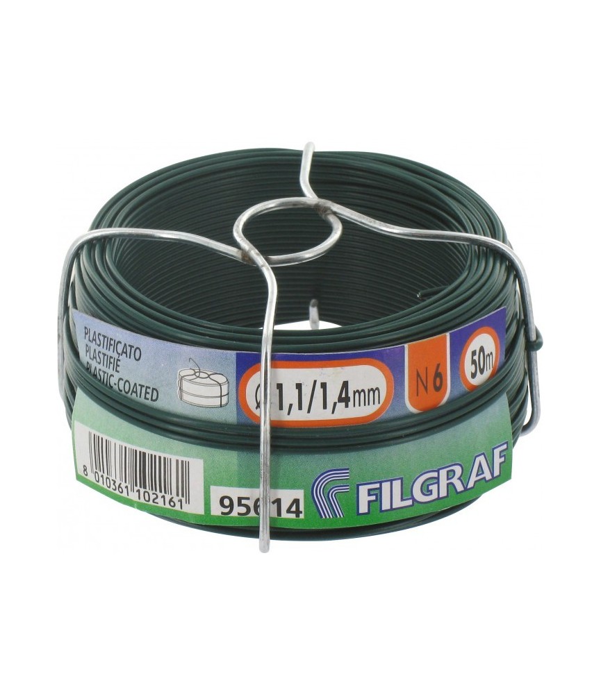 Fil d'attache grillage - Plastifié vert - 50 m -  1.4 mm - FILGRAF