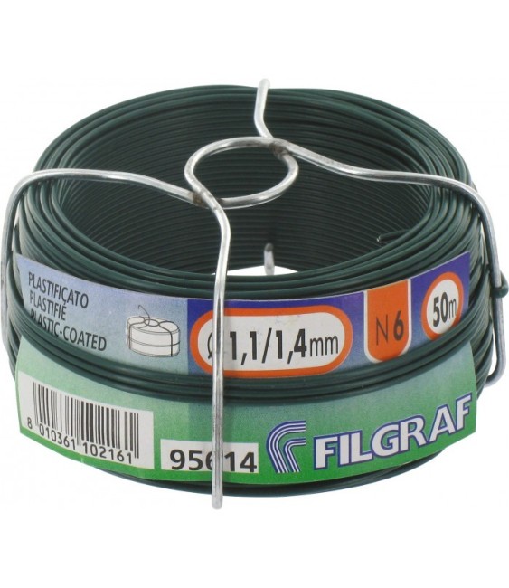 Fil d'attache grillage - Plastifié vert - 50 m -  1.4 mm - FILGRAF