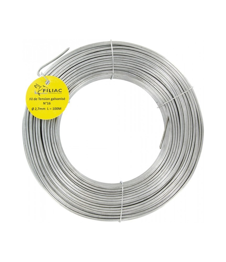 Fil de tension pour grillage - Acier galvanisé - N°16 - 100 M x 2.7 mm - FILIAC Fil de tension pour grillage - Acier galvanisé - N°16 - 100 M x 2.7 mm - FILIAC
