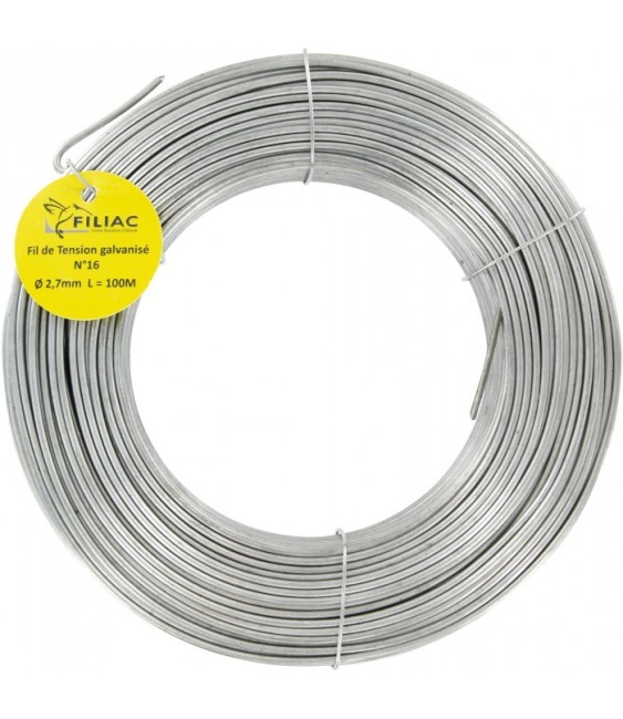 Fil de tension pour grillage - Acier galvanisé - N°16 - 100 M x 2.7 mm - FILIAC