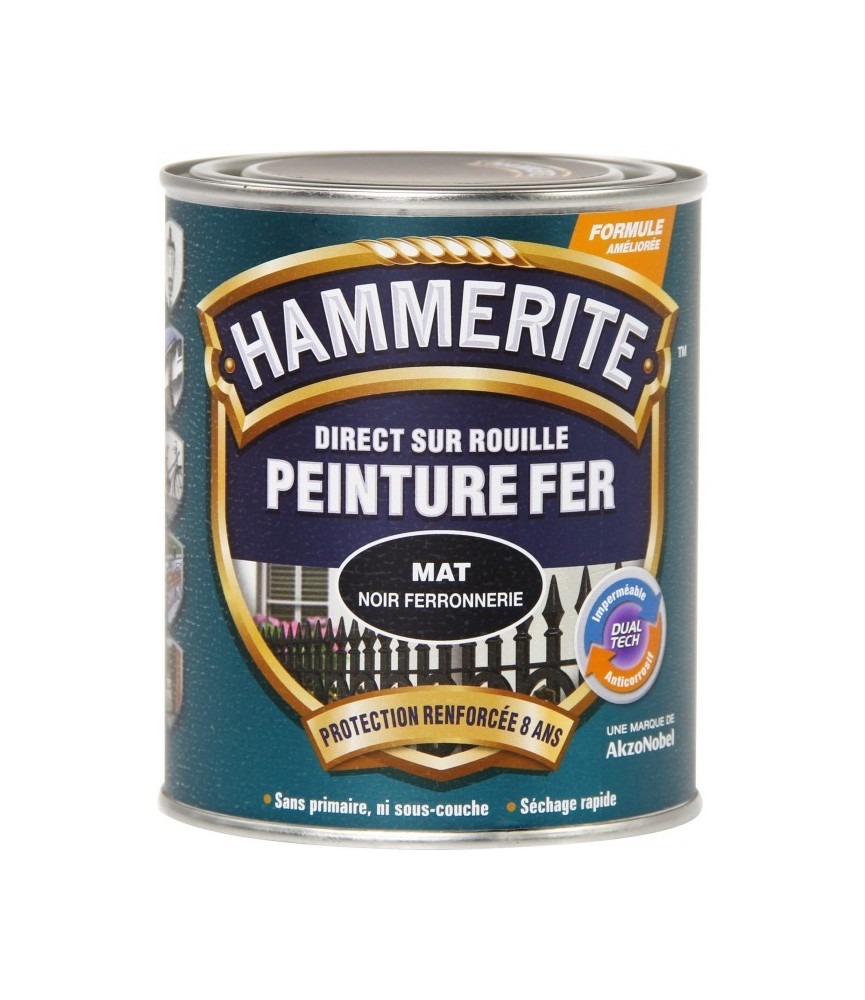 Peinture fer - Noir mat - 750 ml - HAMMERITE Peinture fer - Noir mat - 750 ml - HAMMERITE