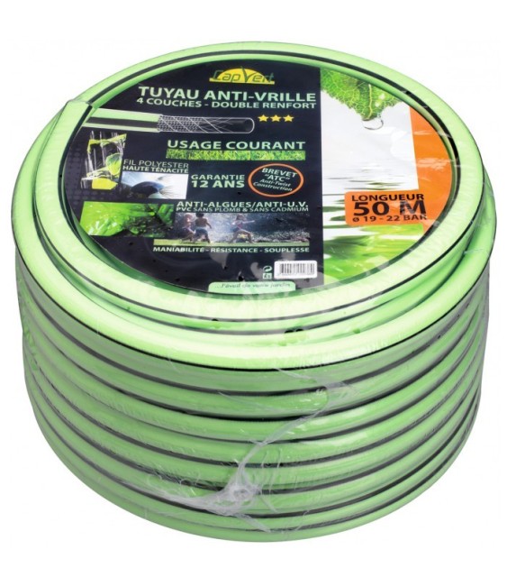 Tuyau anti-vrille - 4 couches renforcée TC - 50 M -  19 mm - CAP VERT