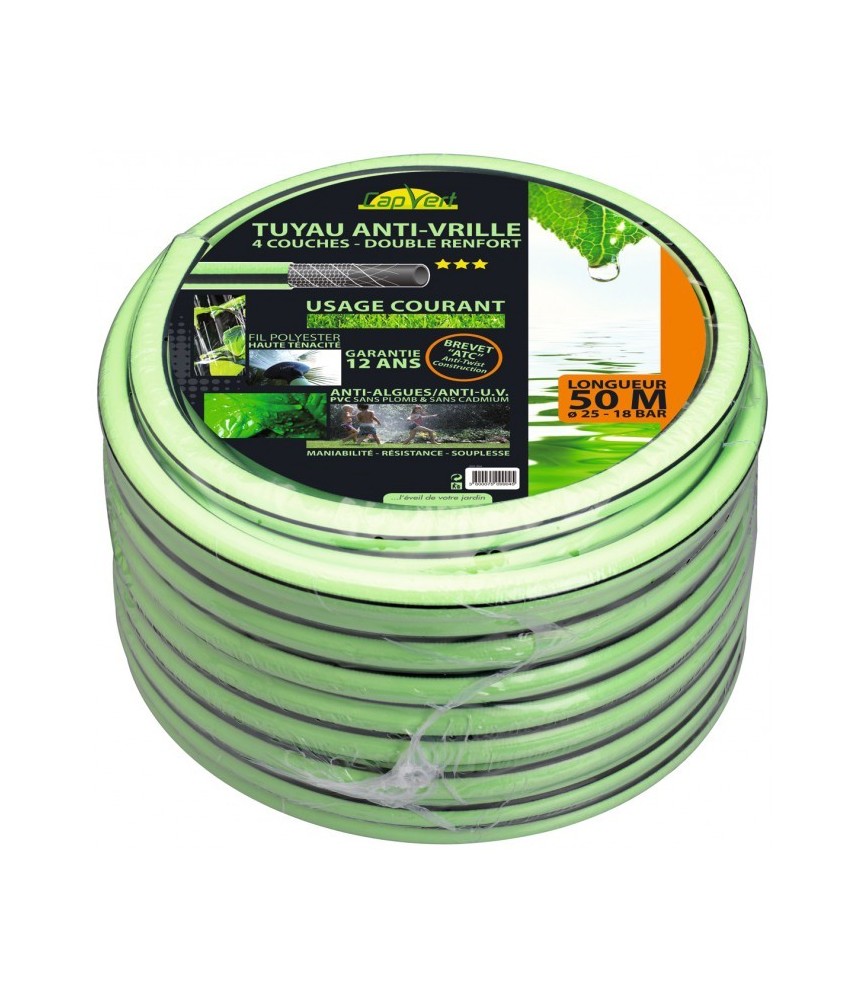 Tuyau anti-vrille - 4 couches renforcée TC - 50 M - 25 mm - CAP VERT Tuyau anti-vrille - 4 couches renforcée TC - 50 M - 25 mm - CAP VERT