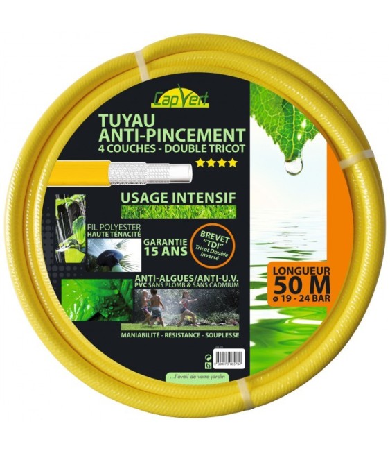 Tuyau tricoté anti-pincement - 4 couches double tricot - 50 M -  19 mm - CAP VERT