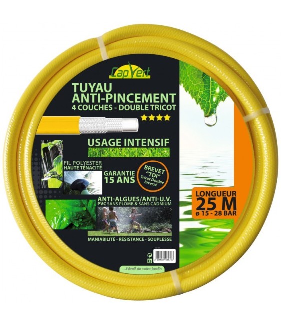 Tuyau tricoté anti-pincement - 4 couches double tricot - 25 M -  15 mm - CAP VERT