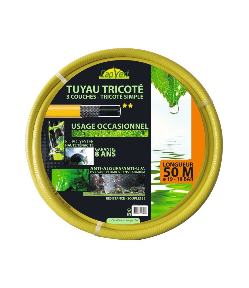 Tuyau tricoté 3 couches TP - 50 m x 19 mm - CAP VERT