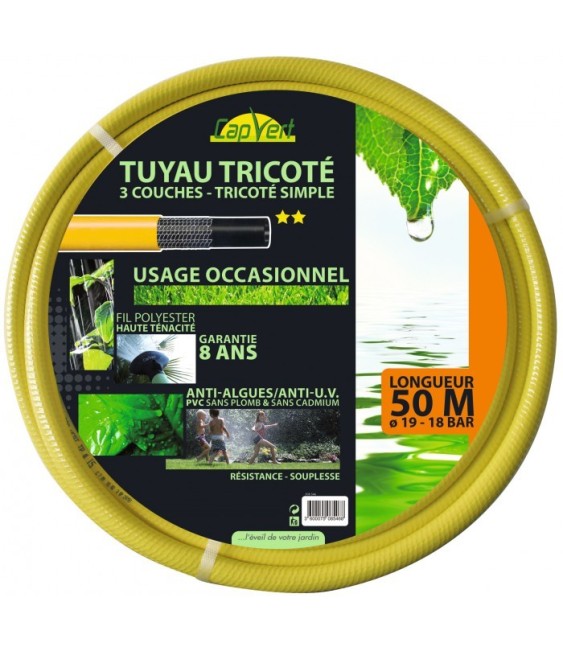 Tuyau tricoté 3 couches TP - 50 m x 19 mm - CAP VERT