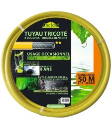 Tuyau tricoté - 4 Couches - Double renfort - 50 M x 15 mm - CAP VERT