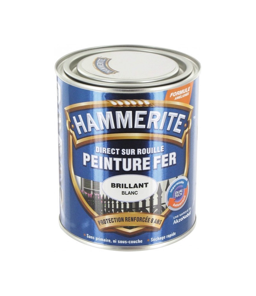 Peinture fer - Blanc brillant - 750 ml - HAMMERITE Peinture fer - Blanc brillant - 750 ml - HAMMERITE