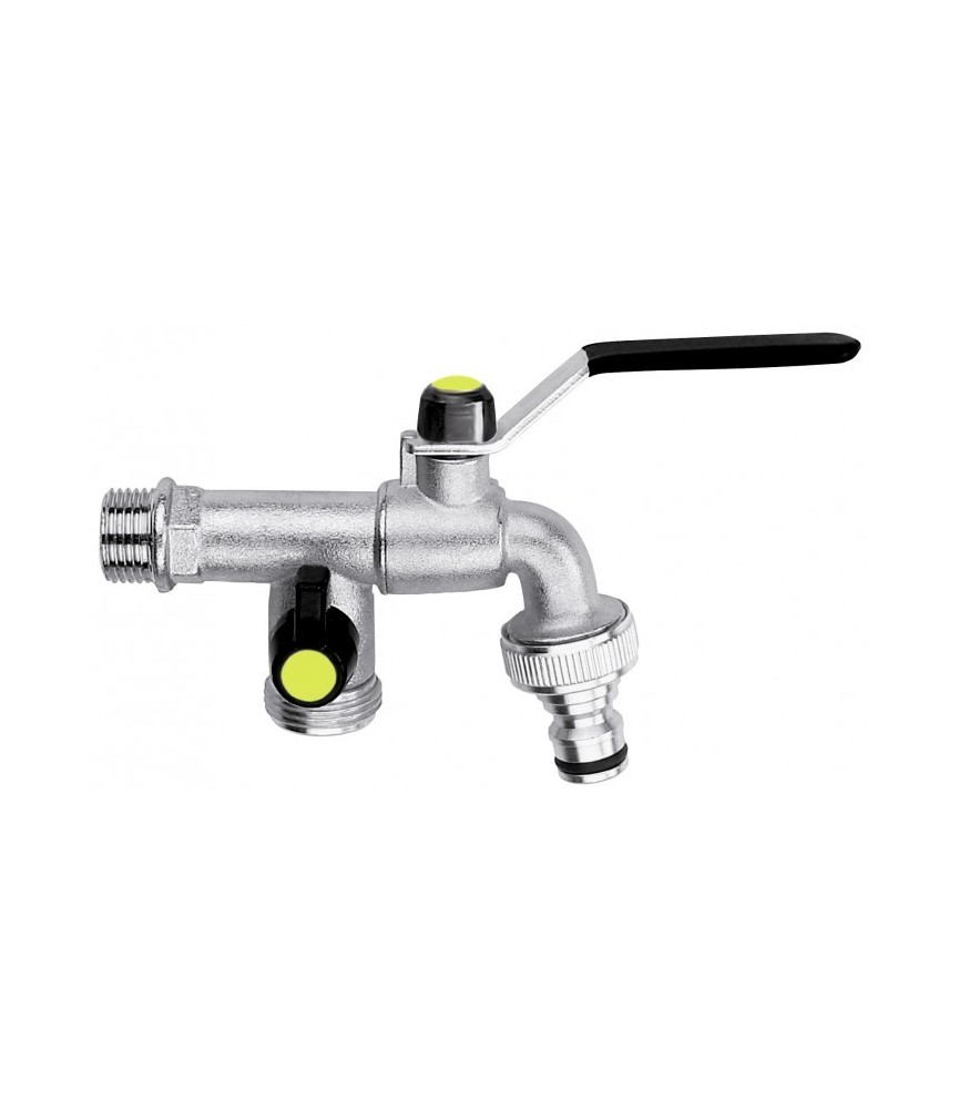 Robinet-vanne de puisage - 1/4 de tour - 15 x 21 - 20 x 27 mm - 2 sorties