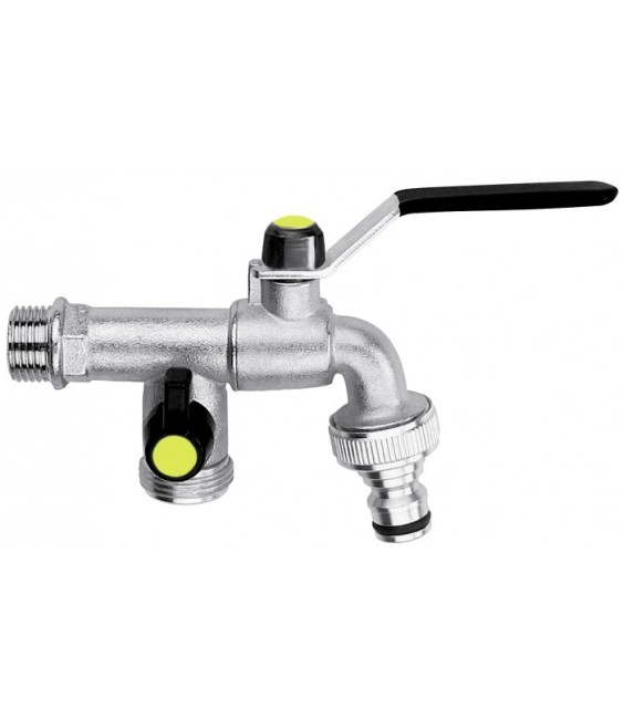 Robinet-vanne de puisage - 1/4 de tour - 15 x 21 - 20 x 27 mm - 2 sorties